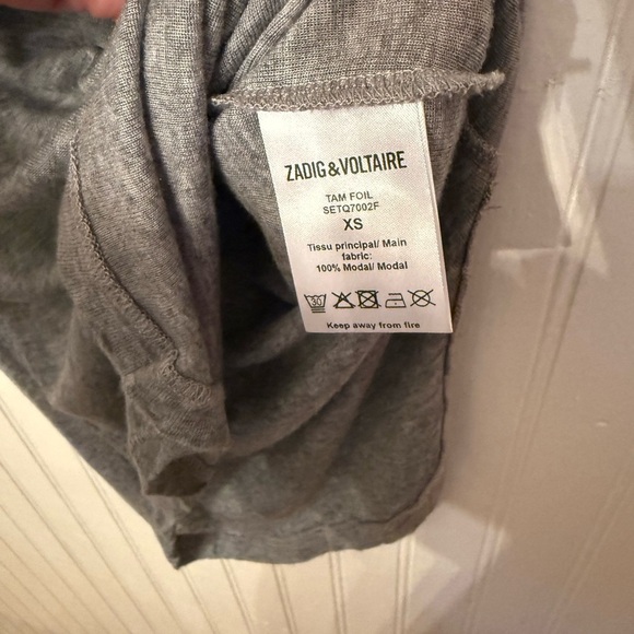 Zadig & Voltaire “Foils” Tam Foil Grey and Silver Tank Top - Picture 3 of 5